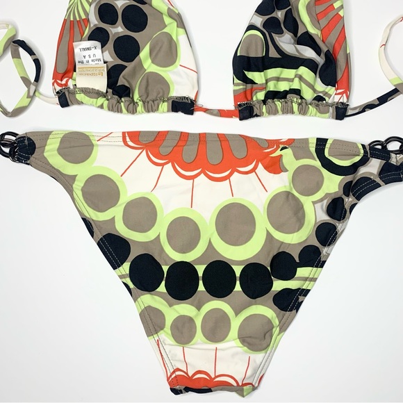 L*Space | Circle Pattern Triangle Bikini & Bottom w/ Dark Gray Hardware - XS/S - Picture 7 of 7